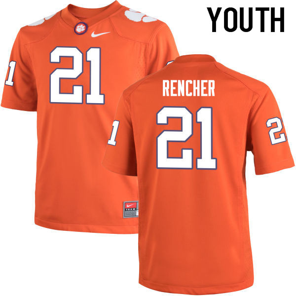 Youth Clemson Tigers #21 Darlen Rencher College Football Jerseys-Orange - Click Image to Close